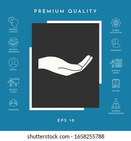 Icono de la mano abierta. Elementos gráficos para el diseño