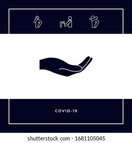Open hand icon. Graphic elements for your design
