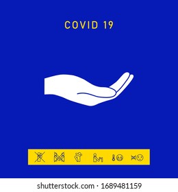 Open hand icon. Graphic elements for your design