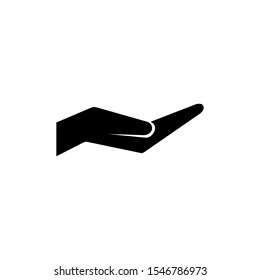 Open hand icon isolated on white background. Silhouette of a hand. Vector illustration for your graphic design.