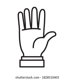 open hand icon over white background, line style, vector illustration