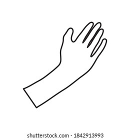 icono de mano abierta sobre fondo blanco, estilo de línea, ilustración vectorial