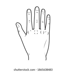 open hand icon over white background, sketch style, vector illustration