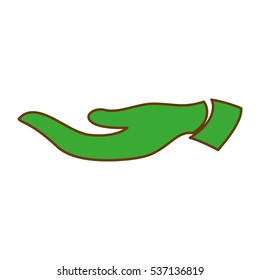 open hand icon over white background. vector illustration