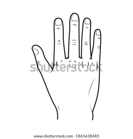 open hand icon over white background, sketch style, vector illustration