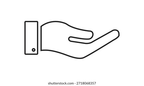 Symbol der offenen Hand, das Hilfe, Unterstützung, Betreuung und Geste darstellt, Vektorgrafik für Wohltätigkeit, Dienst, Hilfe, Spenden und humanitäre Konzepte