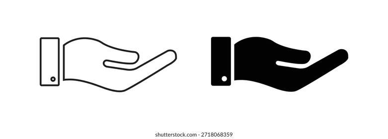 Icono de mano abierta que representa ayuda, Asistencia, cuidado y gesto de ofrenda, Ilustración vectorial para caridad, servicio, asistencia, donación y concepto humanitario