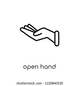 Open hand icon. Trendy modern flat linear vector Open hand icon on white background from thin line Hands and guestures collection, editable outline stroke vector illustration