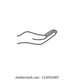 Open hand icon. Vector illustration. Flat design.