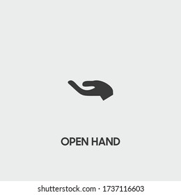 open hand icon. open hand vector on gray background