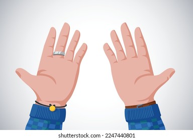 Open hand illustration with blank background