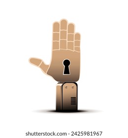 An open hand with a keyhole in its palm, symbolizing openness, access, and the potential for creativity and connection
