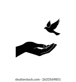Open Hand Letting Bird Fly Symbolizing Release and Freedom