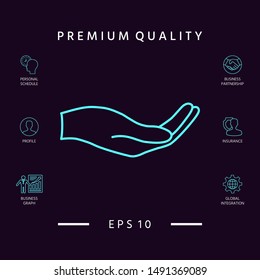 Open hand - line icon. Graphic elements for your design