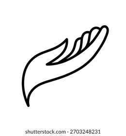 Open Hand Line Icon. Helping Hand Minimalist Symbol