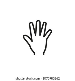 Open hand line icon. Palm, arm, help. Gesturing concept. Can be used for topics like assistance, charity, deaf language.