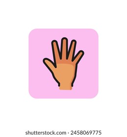 Open hand line icon. Palm, arm, help. Gesturing concept. Can be used for topics like assistance, charity, deaf language.