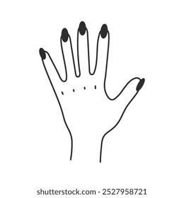 Open Hand with Long Nails Line Icon. Polished Manicure Woman Gesture. Outline Doodle vector illustration