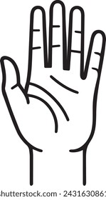 Open hand palm outline. Black outline realistic salute vulcan hand gesture icon graphic stock illustration