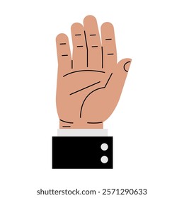 Open Hand Pose Vector Illustration.