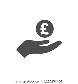 Open hand and pound icon. Vector illustration. Flat design.