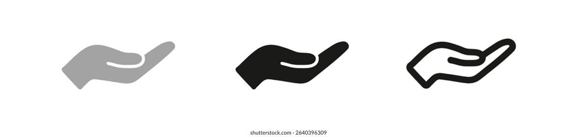 Open Hand Reaching Upward in Three Graphic Interpretations