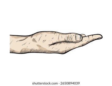 Mano abierta que recibe la protección - Ilustración vectorial dibujada a mano