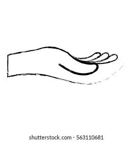 open hand sideview icon image vector illustration design 