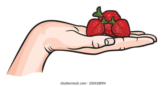 open hand with strawberry