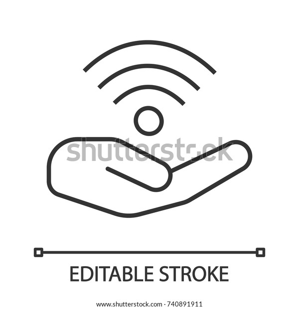 Open Hand Wifi Sign Linear Icon Stock Vector Royalty Free