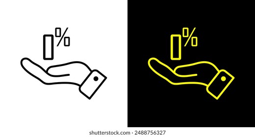 Open hand with zero percent. Commission 0 percent symbol illustration.