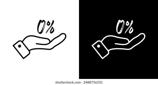 Open hand with zero percent. Commission 0 percent symbol illustration.