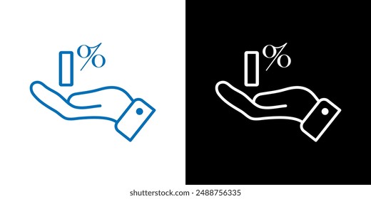 Open hand with zero percent. Commission 0 percent symbol illustration.