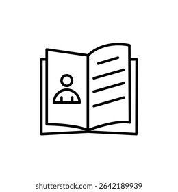 Open Handbook With Person Icon And Text Lines For User Guide Concept