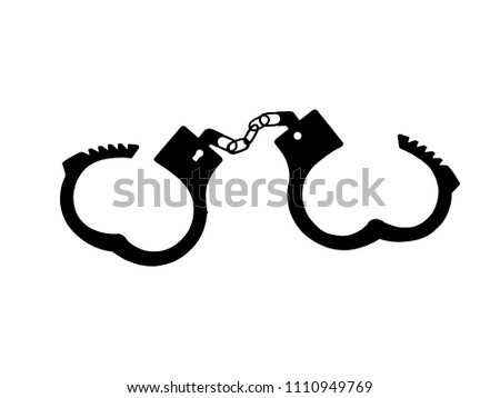 Open handcuffs icon. Black silhouette of unbuttoned handcuffs.