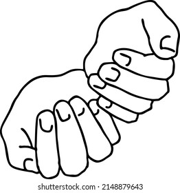 Open hands to care about important things. Background to show, offer and hold product. Magic palmistry prediction by two palms. Hand drawn retro vintage vector illustration. Old style line drawing.