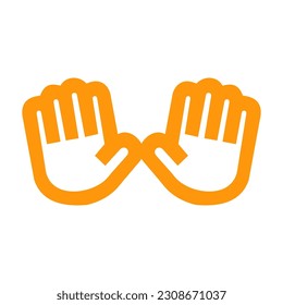 Abrir las manos de diseño plano de icono emoticono en fondo blanco. Gesto de mano