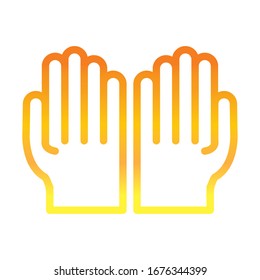 open hands gesture palm traditional ramadan arabic islamic celebration vector illustration gradient line icon