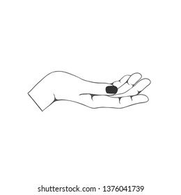 Open hands. Hand drawn illustration. vector illustration. Vector isolated on white. 