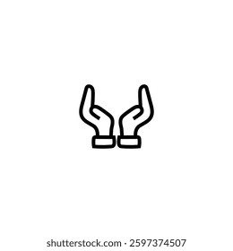 Open Hands Hand-Drawn Icon | Support and Help Gesture | Minimalist Sketch Illustration