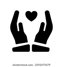 Open  hands with heart - vector icon