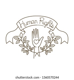 open hands with human rights with heart avatar character