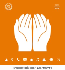 Open hands icon. Graphic elements for your design
