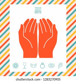 Open hands icon. Graphic elements for your design