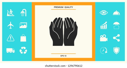 Open hands icon. Graphic elements for your design
