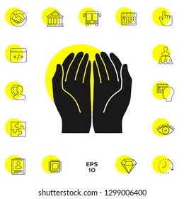 Open hands icon. Graphic elements for your design