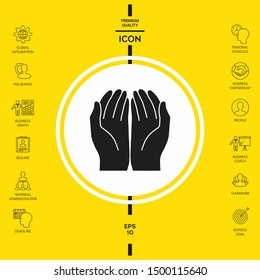 Open hands icon. Graphic elements for your design