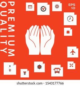 Open hands icon. Graphic elements for your design