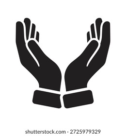 Icono de manos abiertas para recibir y mendigar gestos simbólicos de caridad y Asistencia o culto religioso y concepto de esperanza