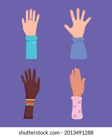 diseño de conjunto de iconos de manos abiertas